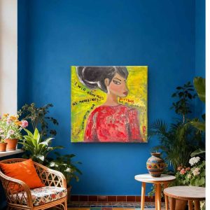 La Divina πίνακας 70x70 εκ. ακρυλικό σε καμβά με τεχνική impasto της Βίκυς Σγουρέλλη