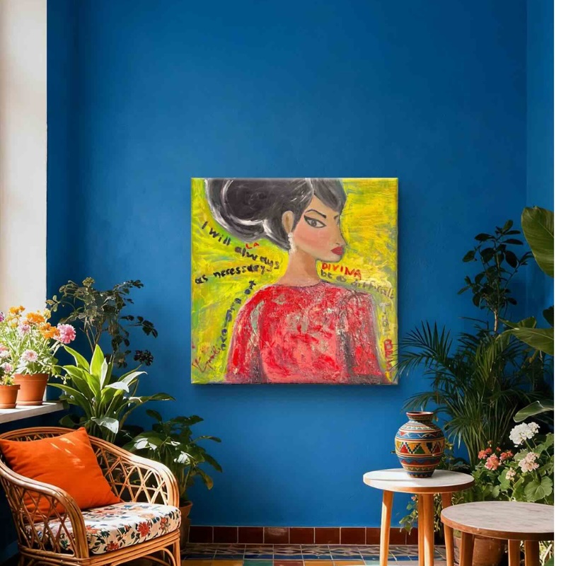 La Divina πίνακας 70x70 εκ. ακρυλικό σε καμβά με τεχνική impasto της Βίκυς Σγουρέλλη