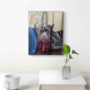 Through the Glass original painting on canvas 29 × 23 cm by Vicky Sgourelli